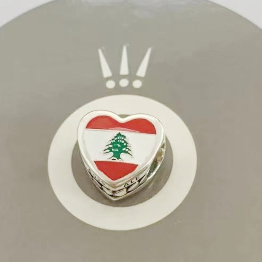 Pandora Lebanon Flag Exclusive Heart Charm Bead